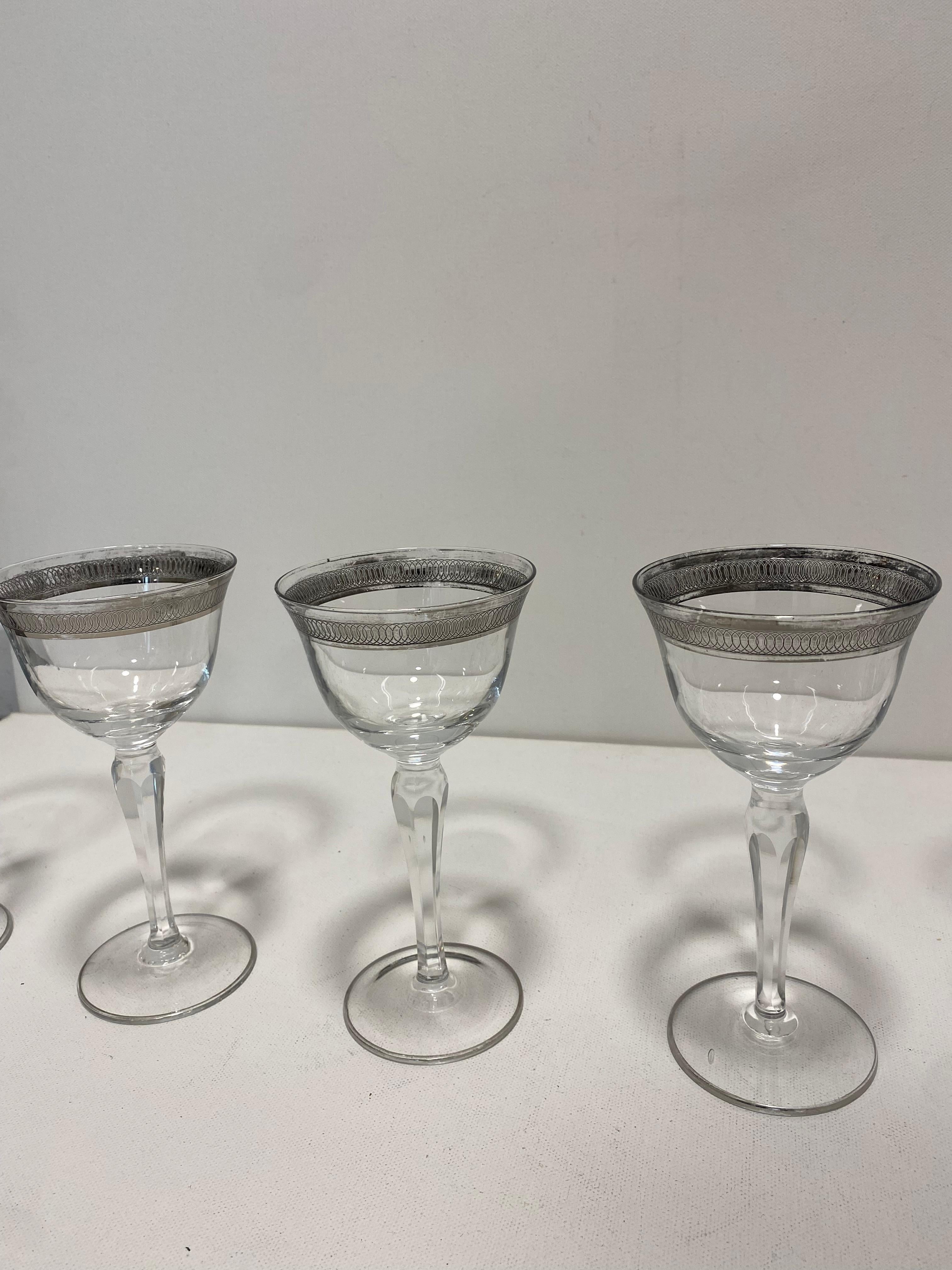 6 Crystal Wine Table Hollywood Regency Vintage 1960s Candle For Sale 1