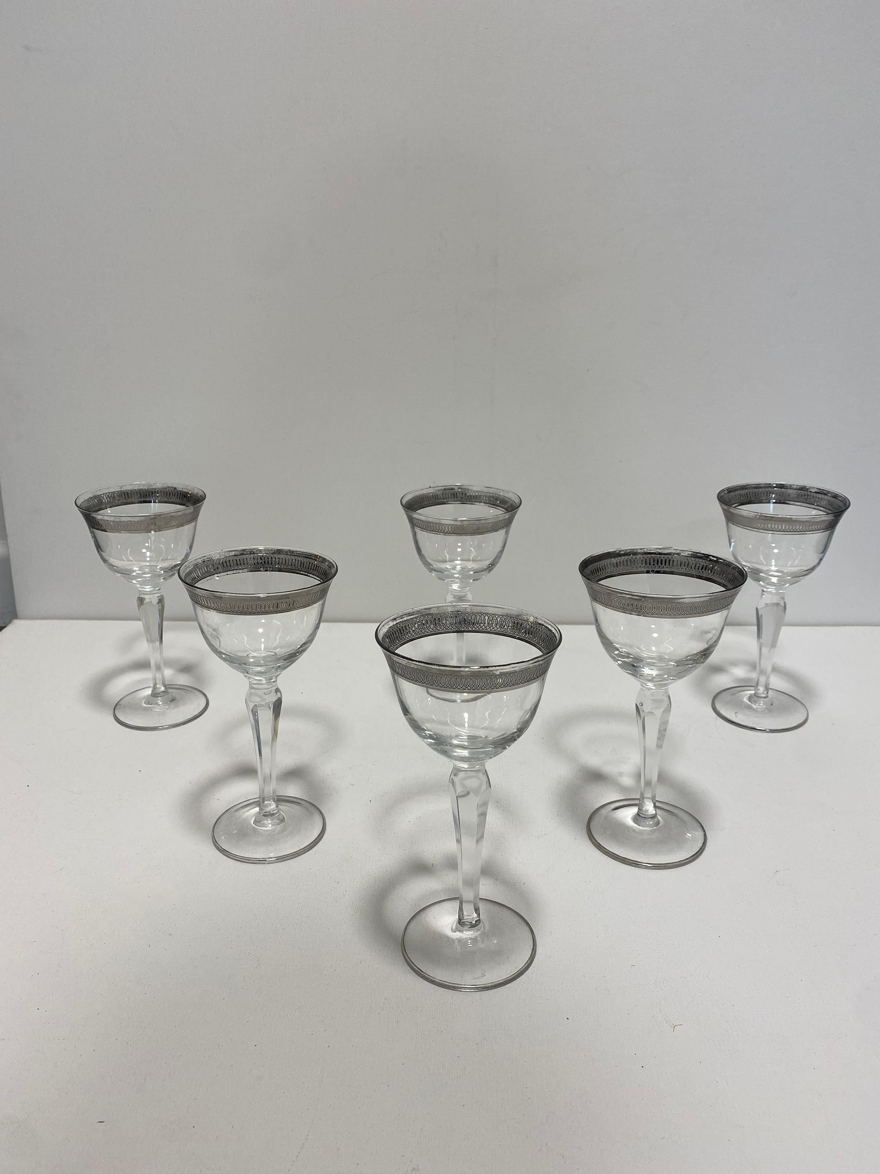 6 Crystal Wine Table Hollywood Regency Vintage 1960s Candle For Sale 2