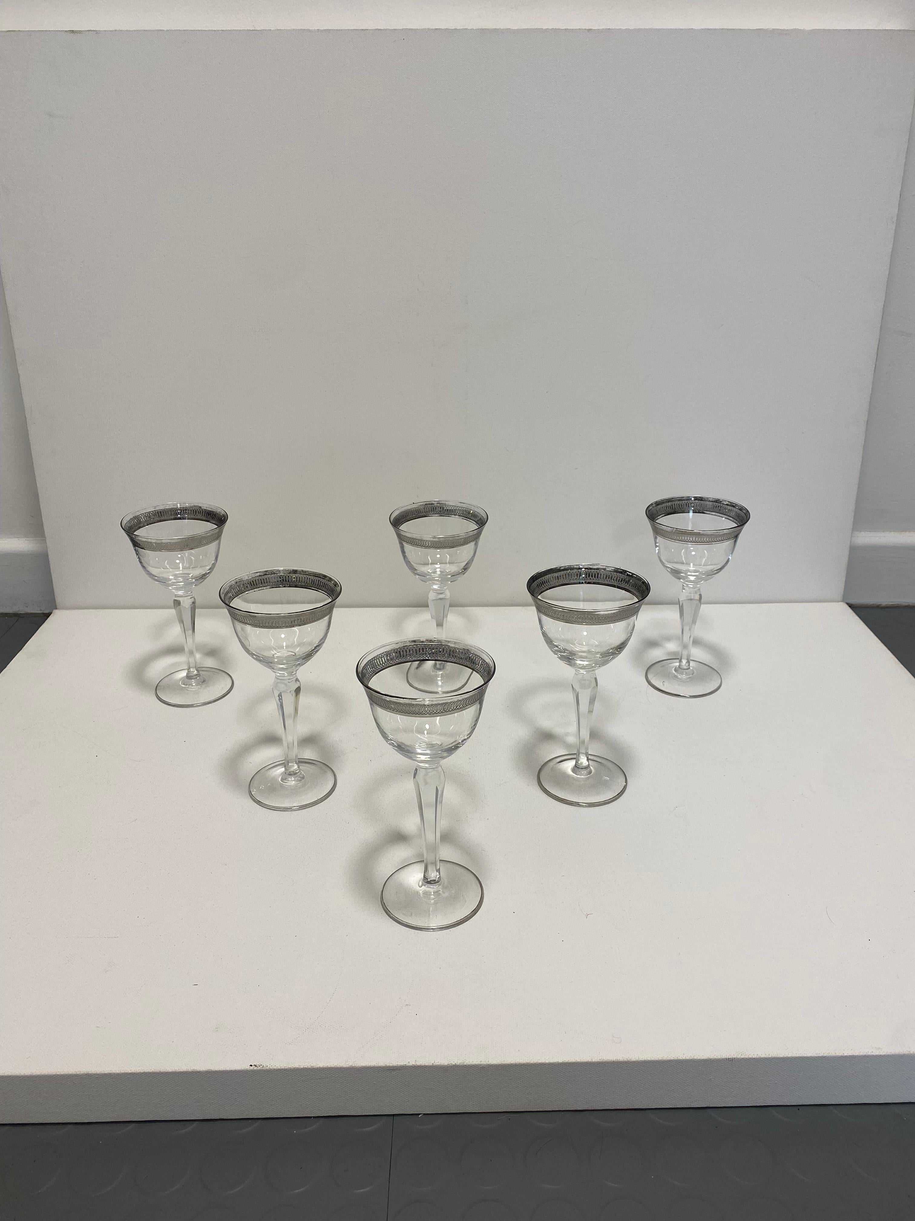 6 Crystal Wine Table Hollywood Regency Vintage 1960s Candle For Sale 3