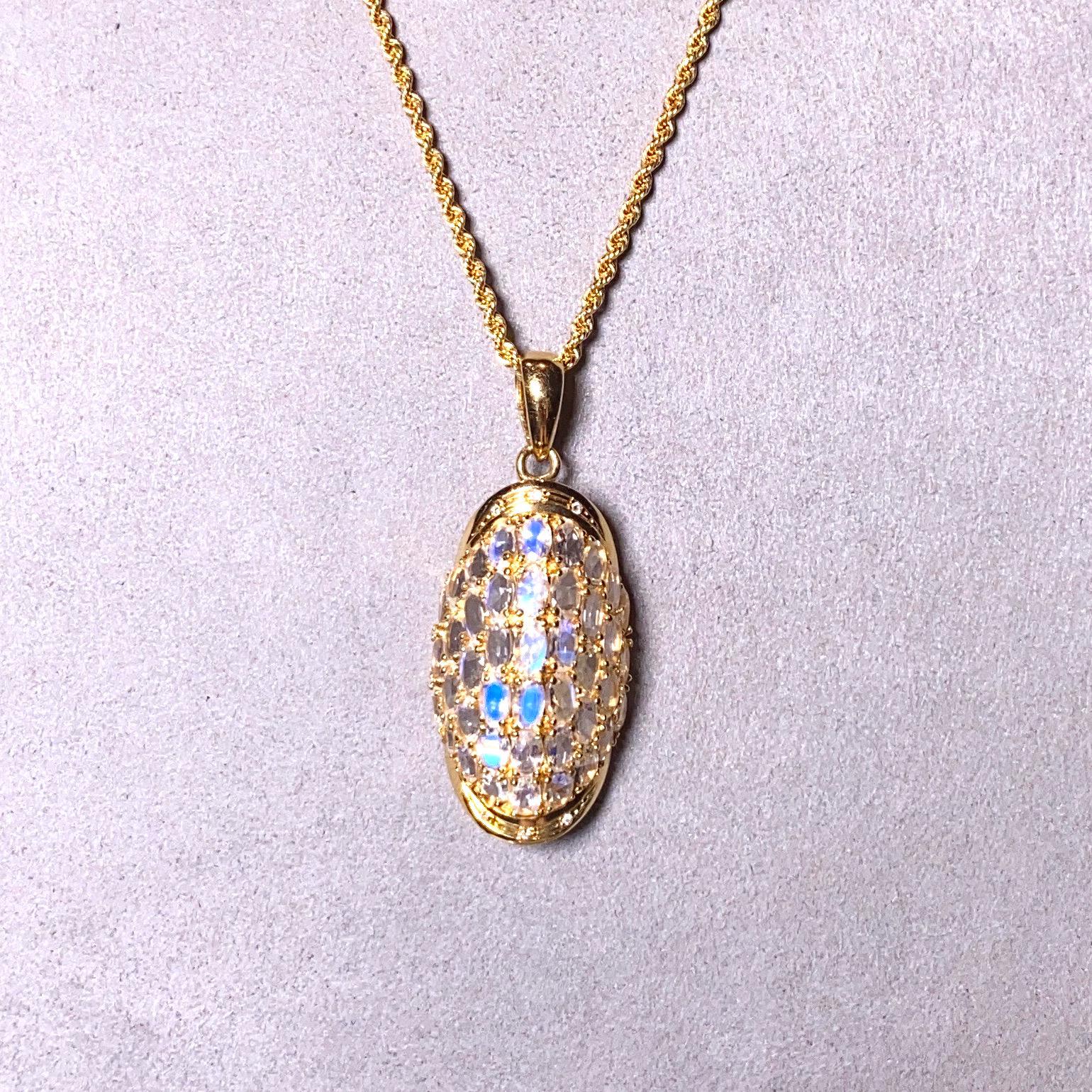 18k yellow gold chocolate moonstone bezel cabochon necklace