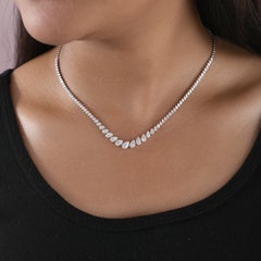 6 Ct Natural Pear Diamond Graduated Choker Necklace 18K White Gold HRD Certified