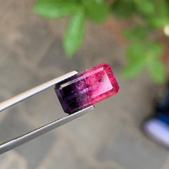 6 pierres précieuses bicolores (violet et rose) de tourmaline, taille émeraude, pour bijoux, 14 mm