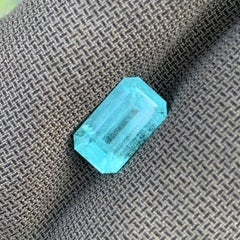 6 Cts Electric Blue Emerald Cut Tourmaline Gemstone for Ring Jewellery 13mm