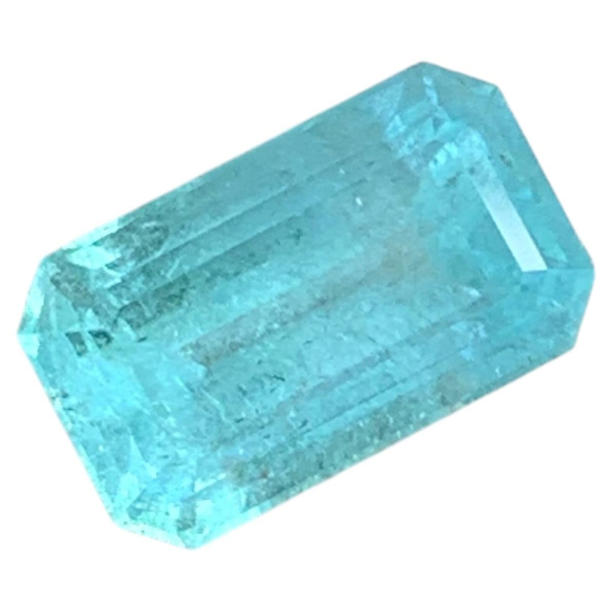 6 Cts Electric Blue Emerald Cut Tourmaline Gemstone for Ring Jewellery 13mm