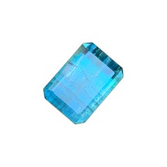 6 Cts Natural Blue Green Emerald Cut Tourmaline Gemstone for Jewellery 13 mm