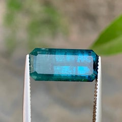 6 Karat natürlicher Indicolit-Turmalin im Smaragdschliff, Edelstein für Schmuck, 16 mm