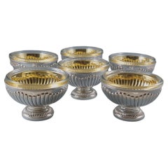 6 Cups in Solid Silver, Gilt and Crystal