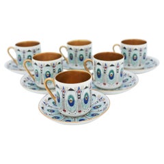 6 Cups & Saucers, Eira Gold, Arabia, Raija Liisa Uosikkinen, 1950s Scandinavia