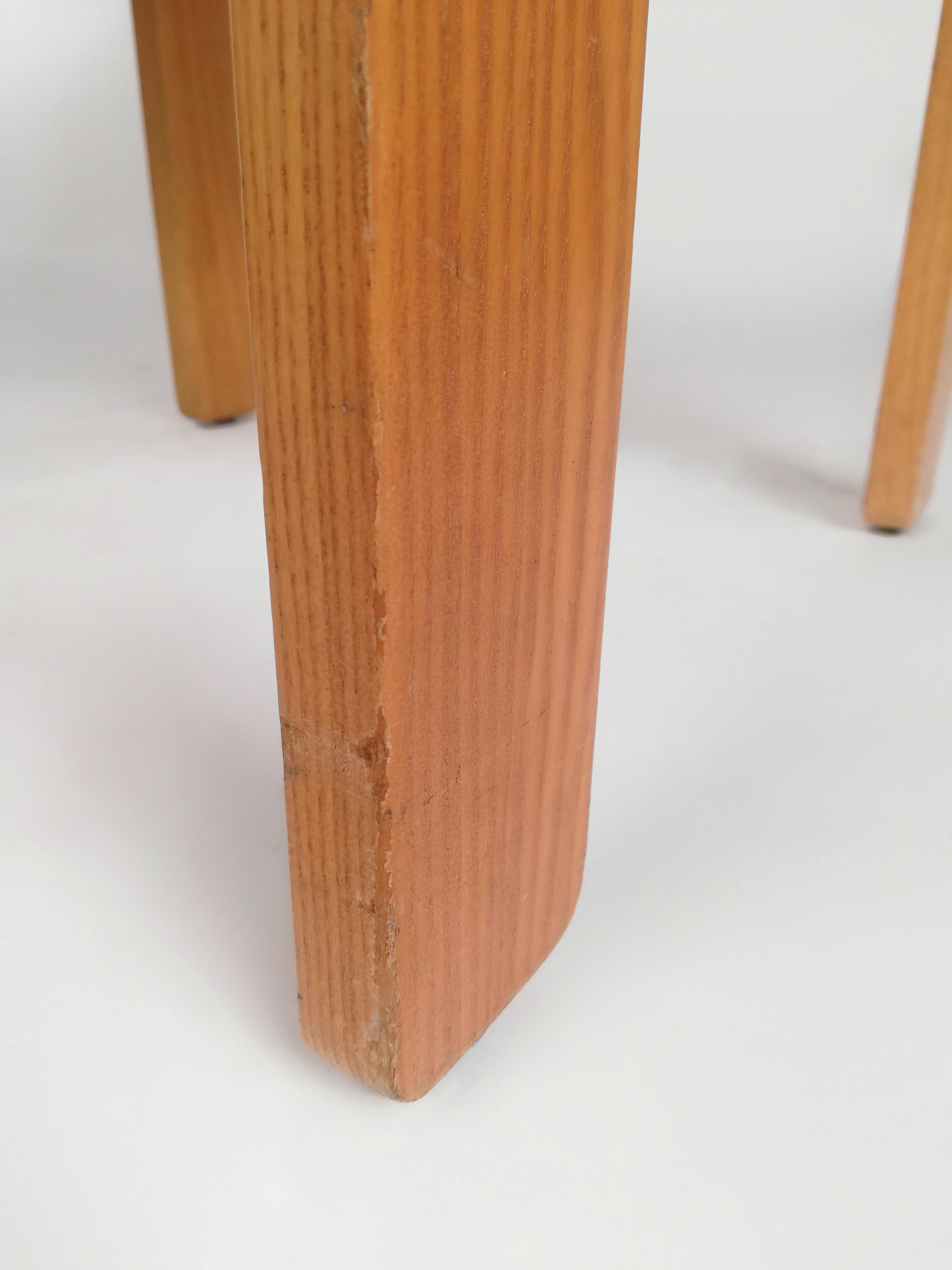 6 Curved Plywood Dining Chairs by Molteni in the style of Scarpa, Italy, 1970s For Sale 5