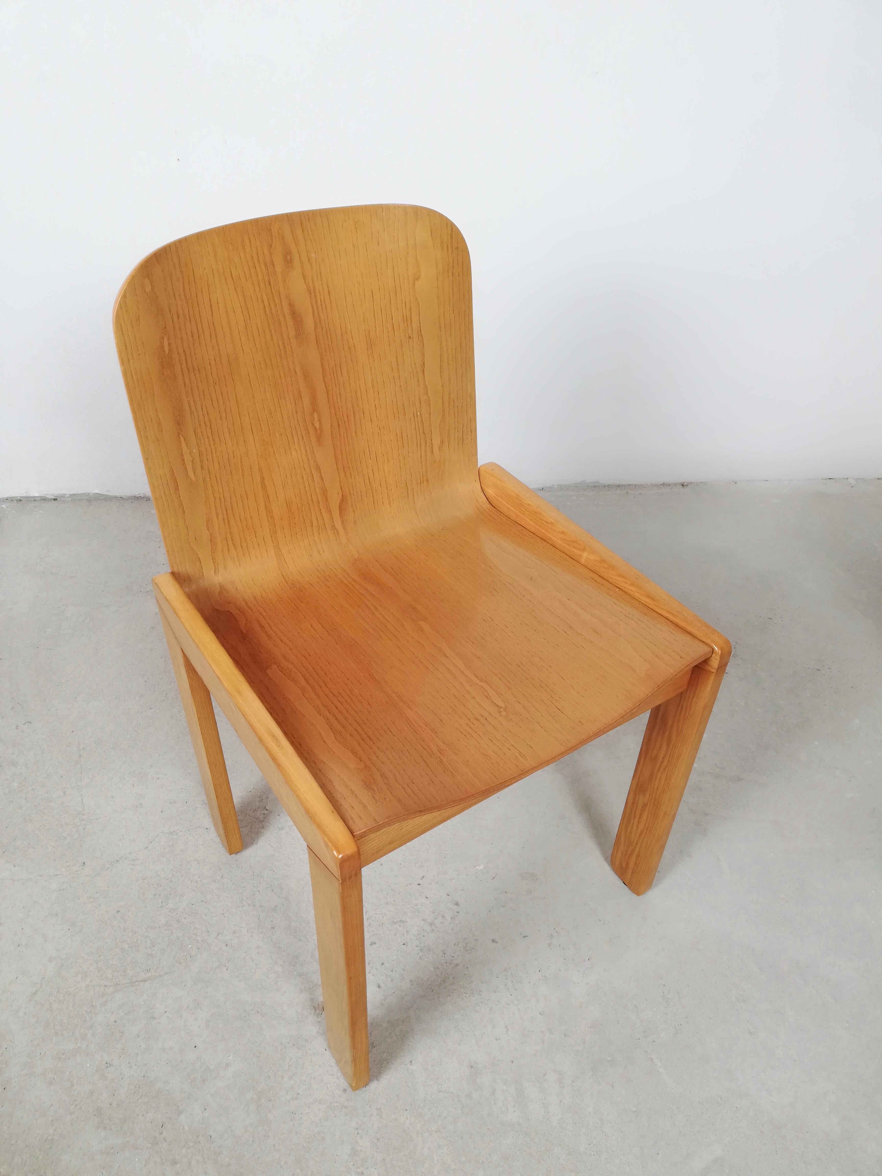 6 Curved Plywood Dining Chairs by Molteni in the style of Scarpa, Italy, 1970s For Sale 9