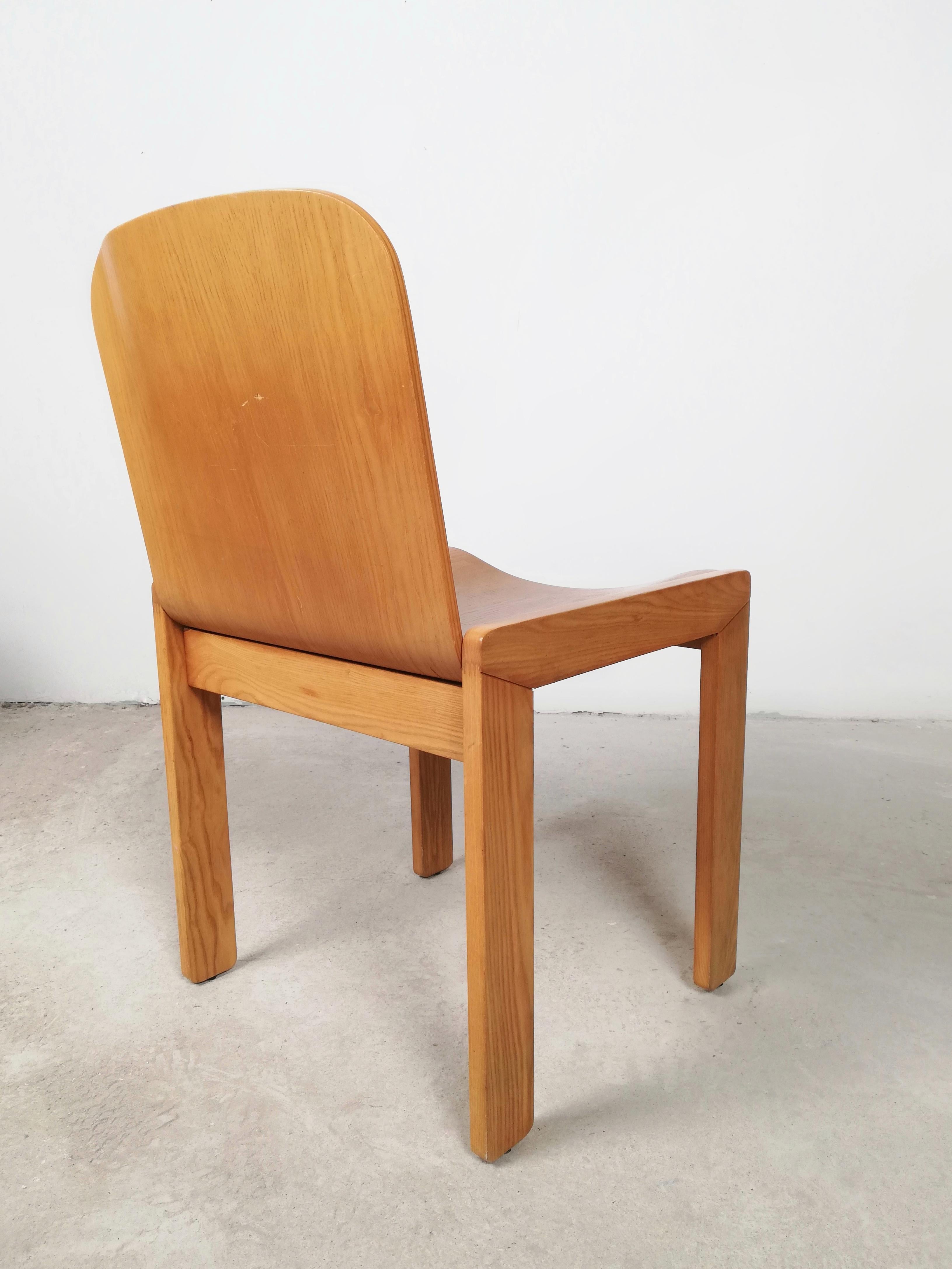6 Curved Plywood Dining Chairs by Molteni in the style of Scarpa, Italy, 1970s For Sale 12