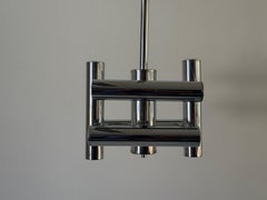 6 Cylindrical Tubes Chrome Ceiling Lamp, 1960s, Italy