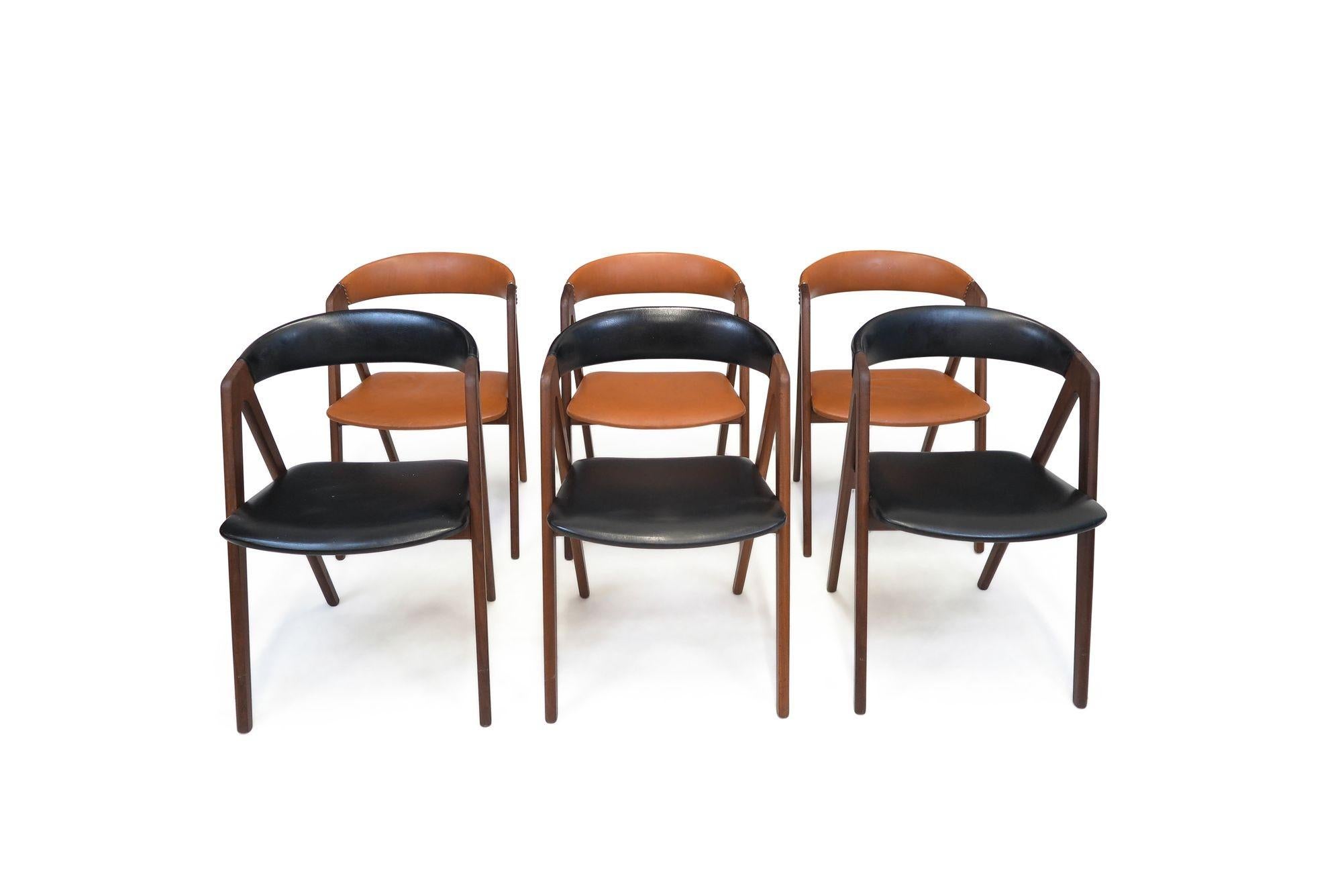 6 dänische Esszimmerstühle aus Nussbaumholz mit A-Rahmen (24 verfügbar) (Skandinavische Moderne) im Angebot