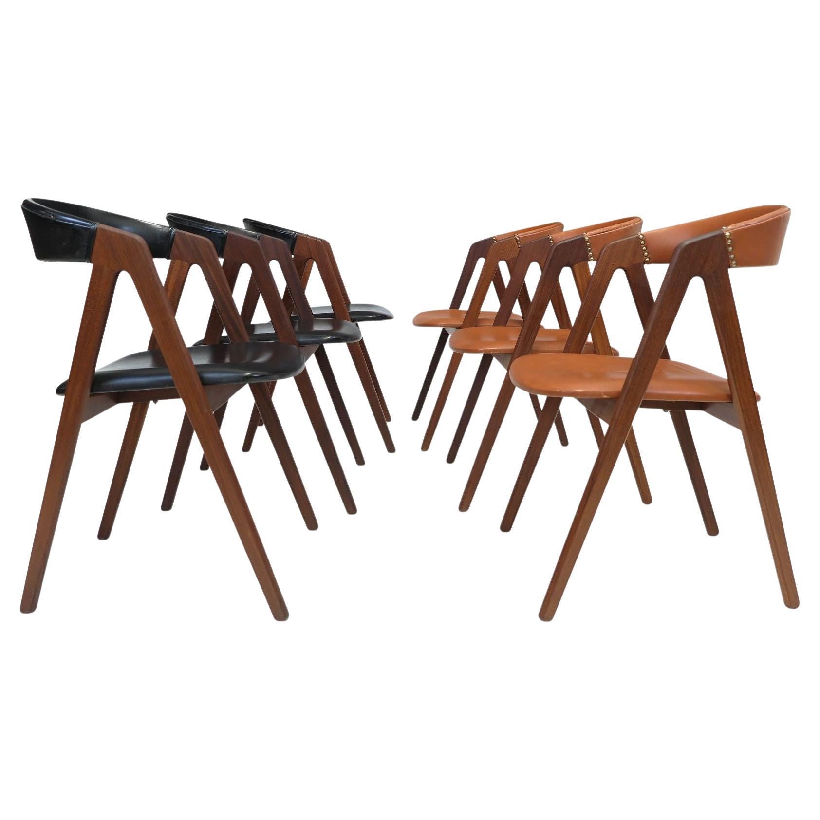 6 dänische Esszimmerstühle aus Nussbaumholz mit A-Rahmen (24 verfügbar)