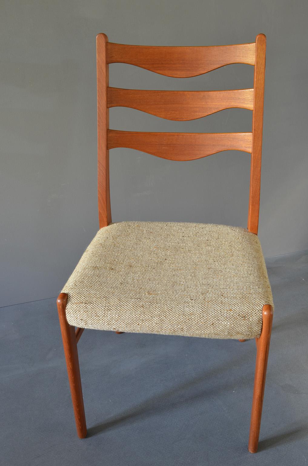 Set of 6 Danish brown teak dining chairs by Arne Wahl Iversen for Glyngøre Stolefabrik, 1960s, Denmark.
