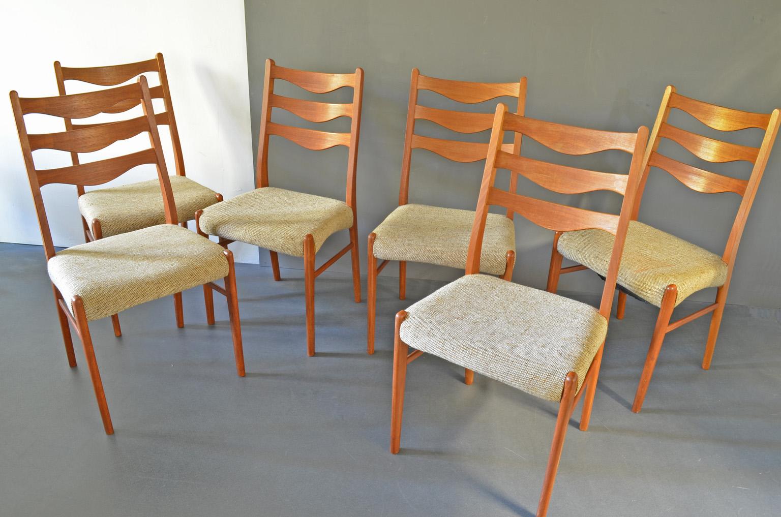 6 Danish Brown Teak Dining Chairs Arne Wahl Iversen Glyngøre Stolefabrik, 1960s In Good Condition For Sale In Nürnberg, Bavaria