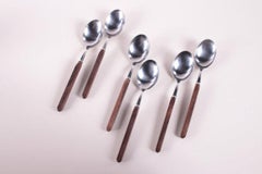 6 Danish Design Spoons with Teak Handle