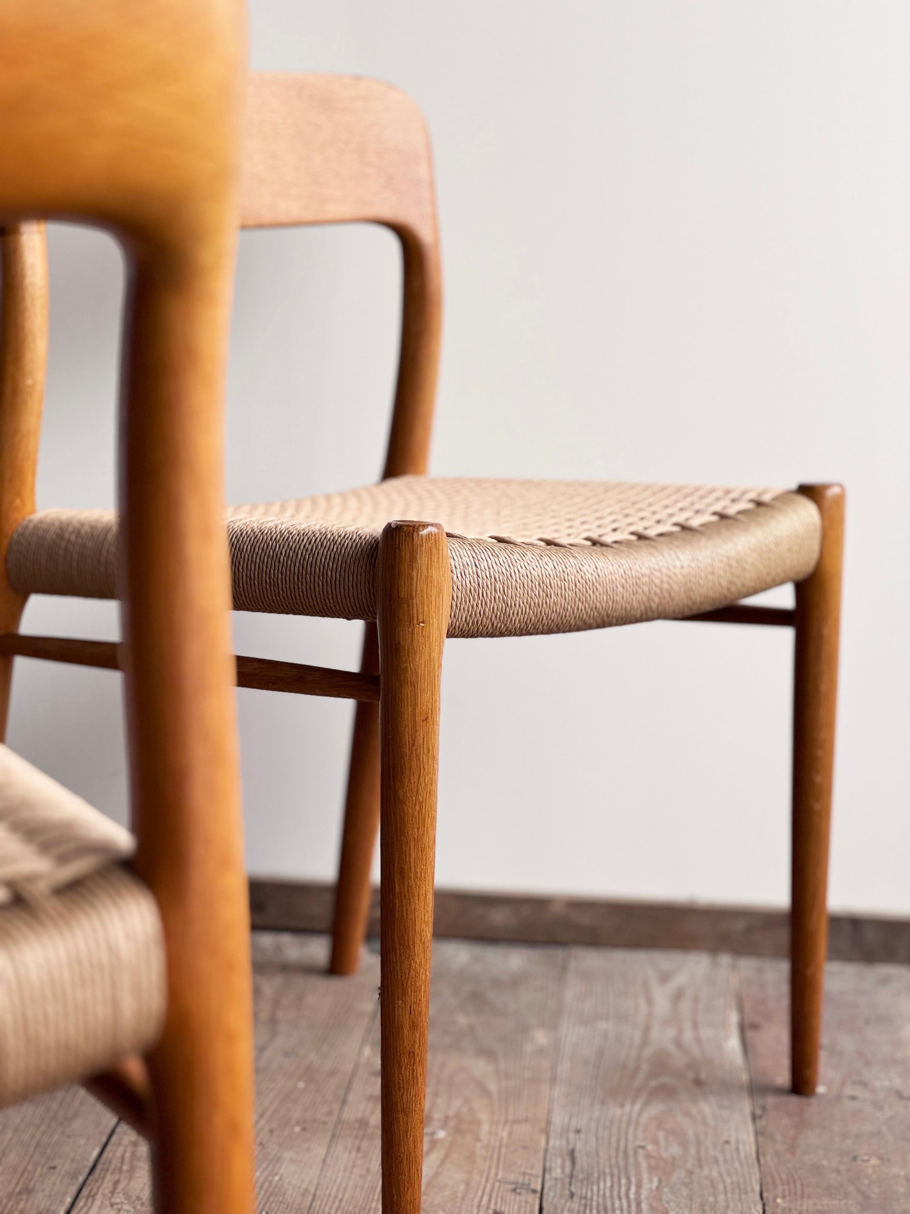 6 Danish Mid-Century Modern Oak Dining Chairs #75, Niels O. Møller, J. L. Moller 3