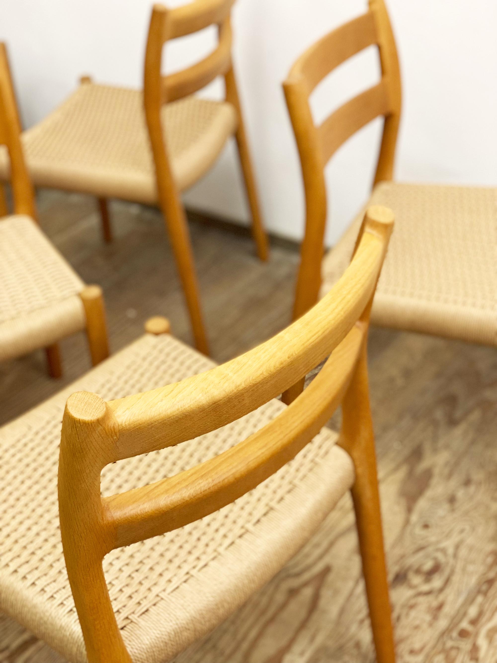6 Danish Mid-Century Modern Oak Dining Chairs #84, Niels O. Møller, J. L. Moller 4