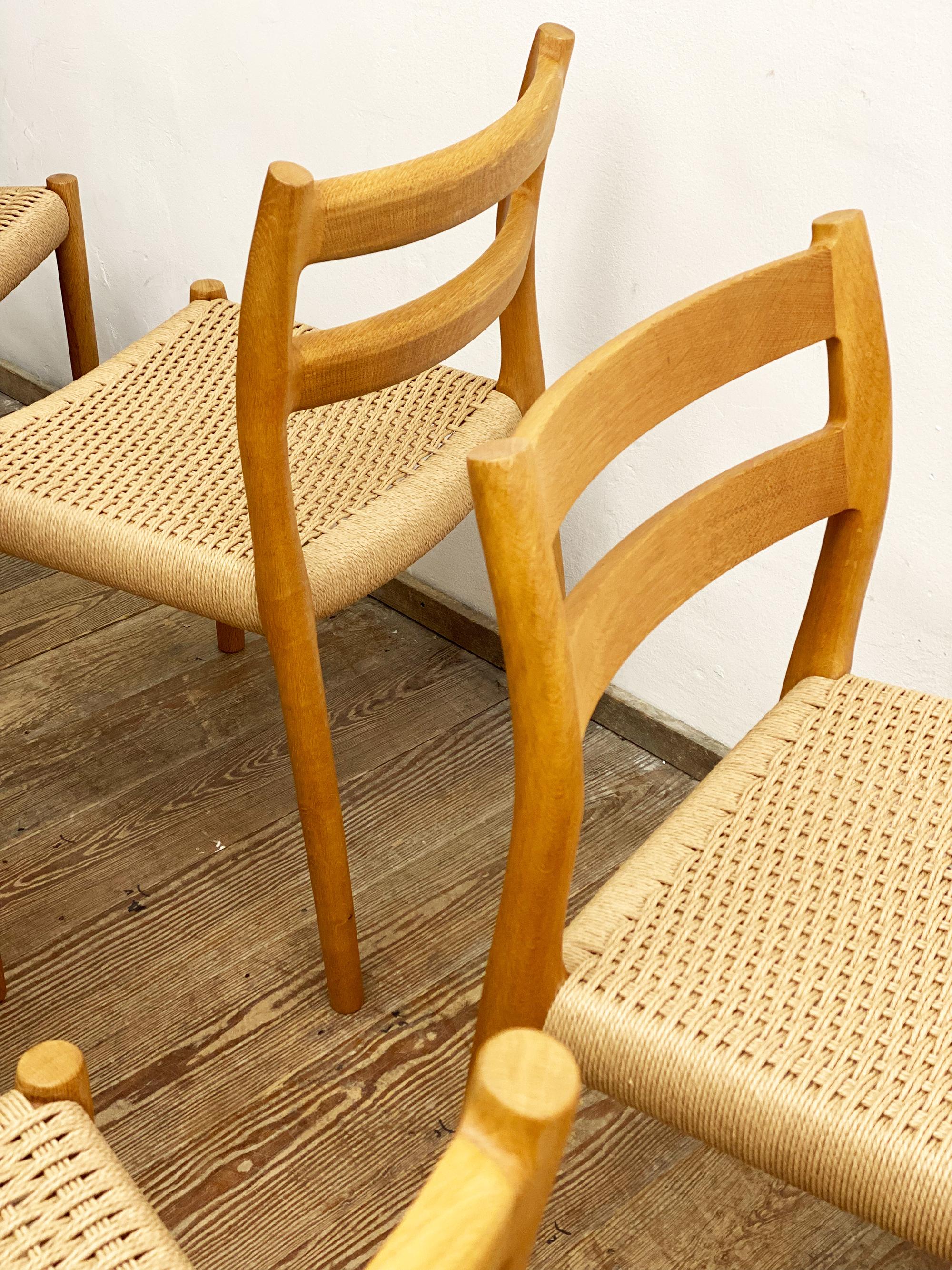 6 Danish Mid-Century Modern Oak Dining Chairs #84, Niels O. Møller, J. L. Moller 5