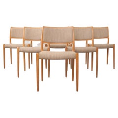 6 Danish Mid-Century Modern Oak Dining Chairs by Niels Moller Model 80