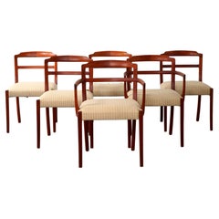 6 Danish Mid-Century Modern Solid Teak Dining Chairs by Ole Wanscher 4+2