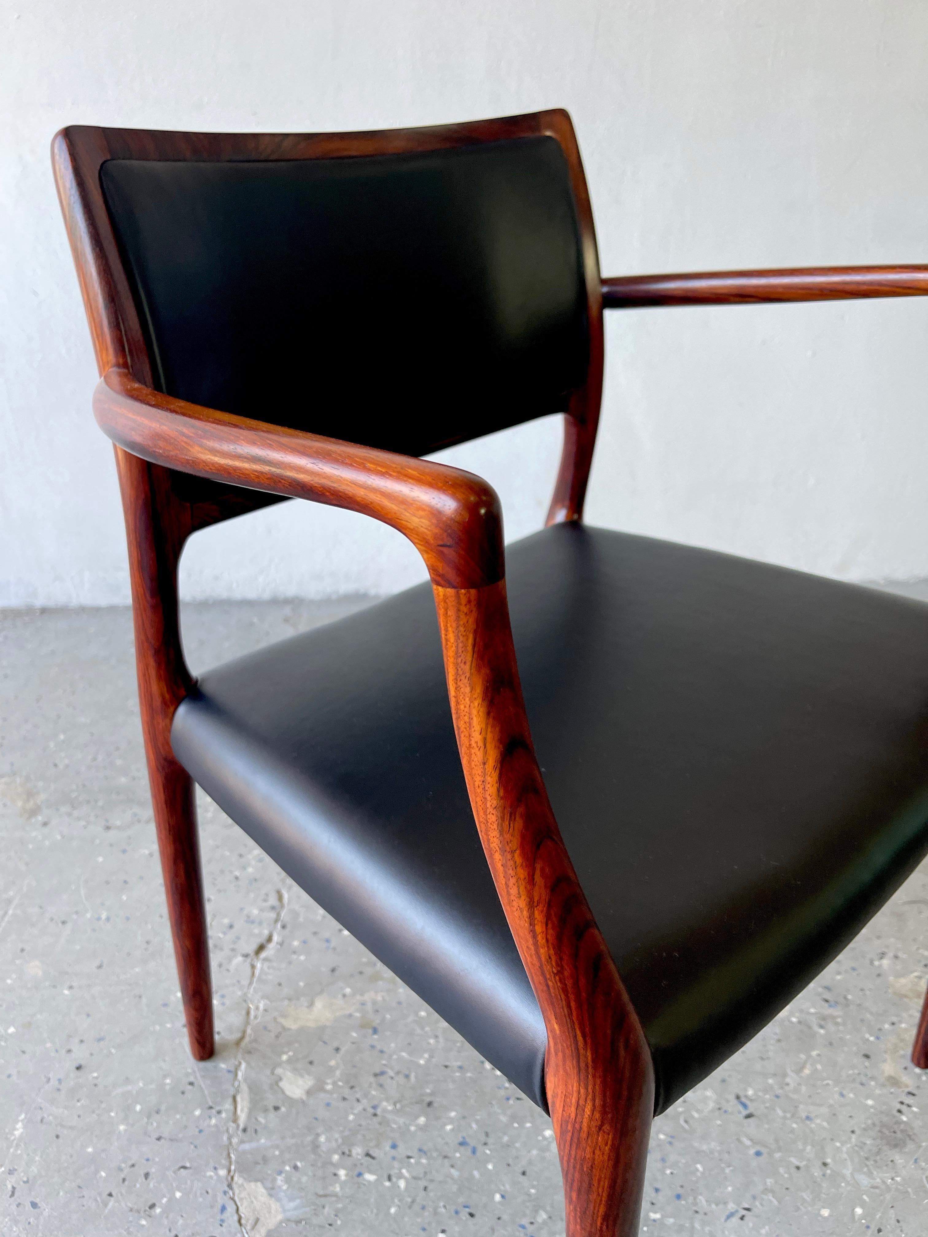 Mid-Century Modern 6 Danish Modern J.L Møller Model 80 & 65 Rosewood Dining Chairs 