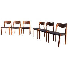 6 Danish Modern JL Moller Rosewood Dining Chairs Model 71