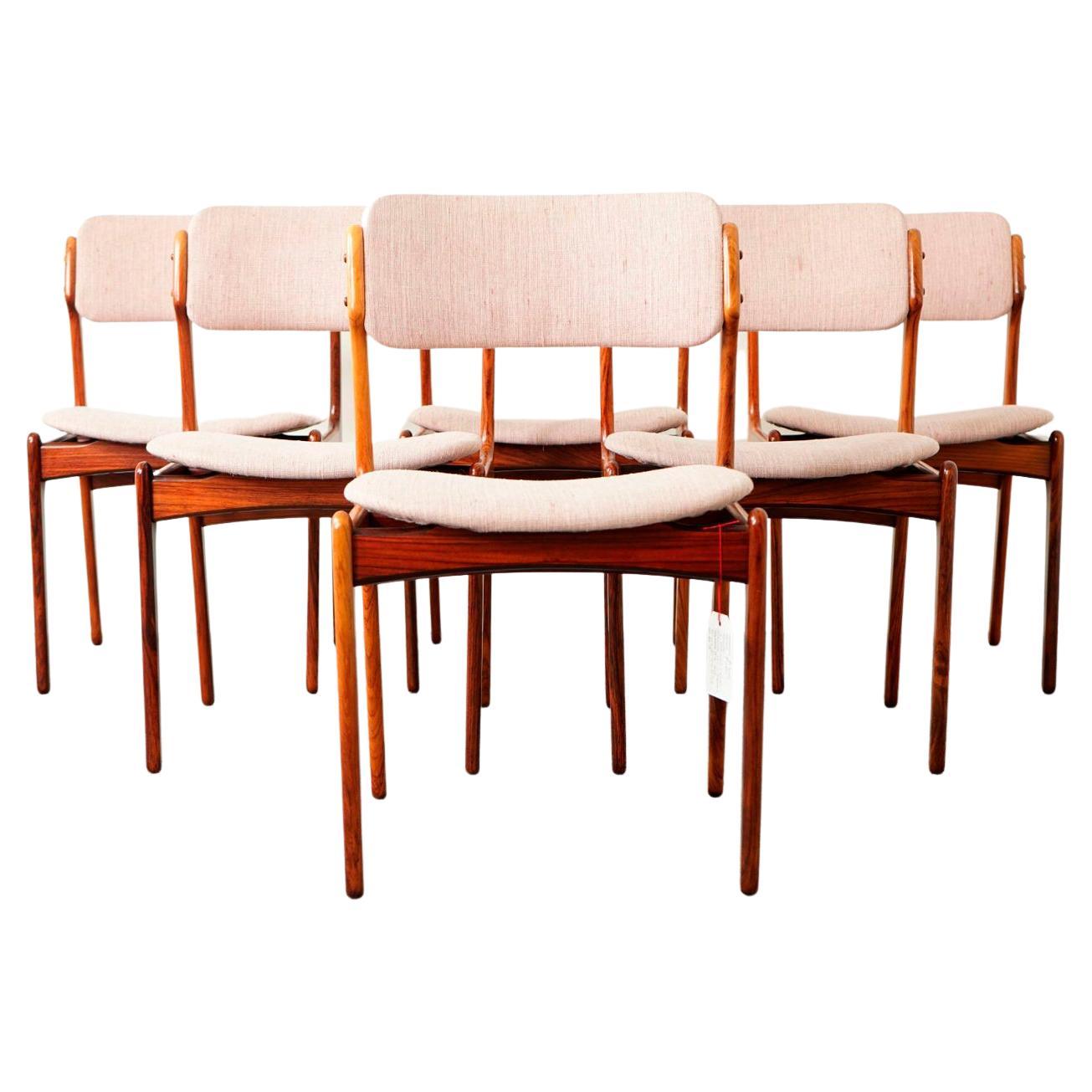 6 Danish Modern Rosewood Dining Chairs Model 49 by Erik Buch