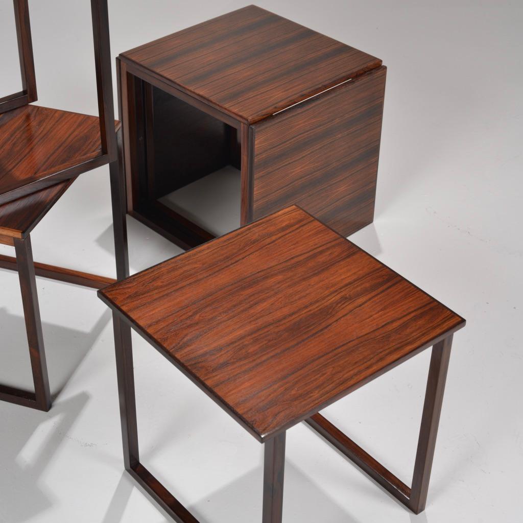 6 Danish Modern Rosewood Nesting Tables In Excellent Condition For Sale In Los Angeles, CA