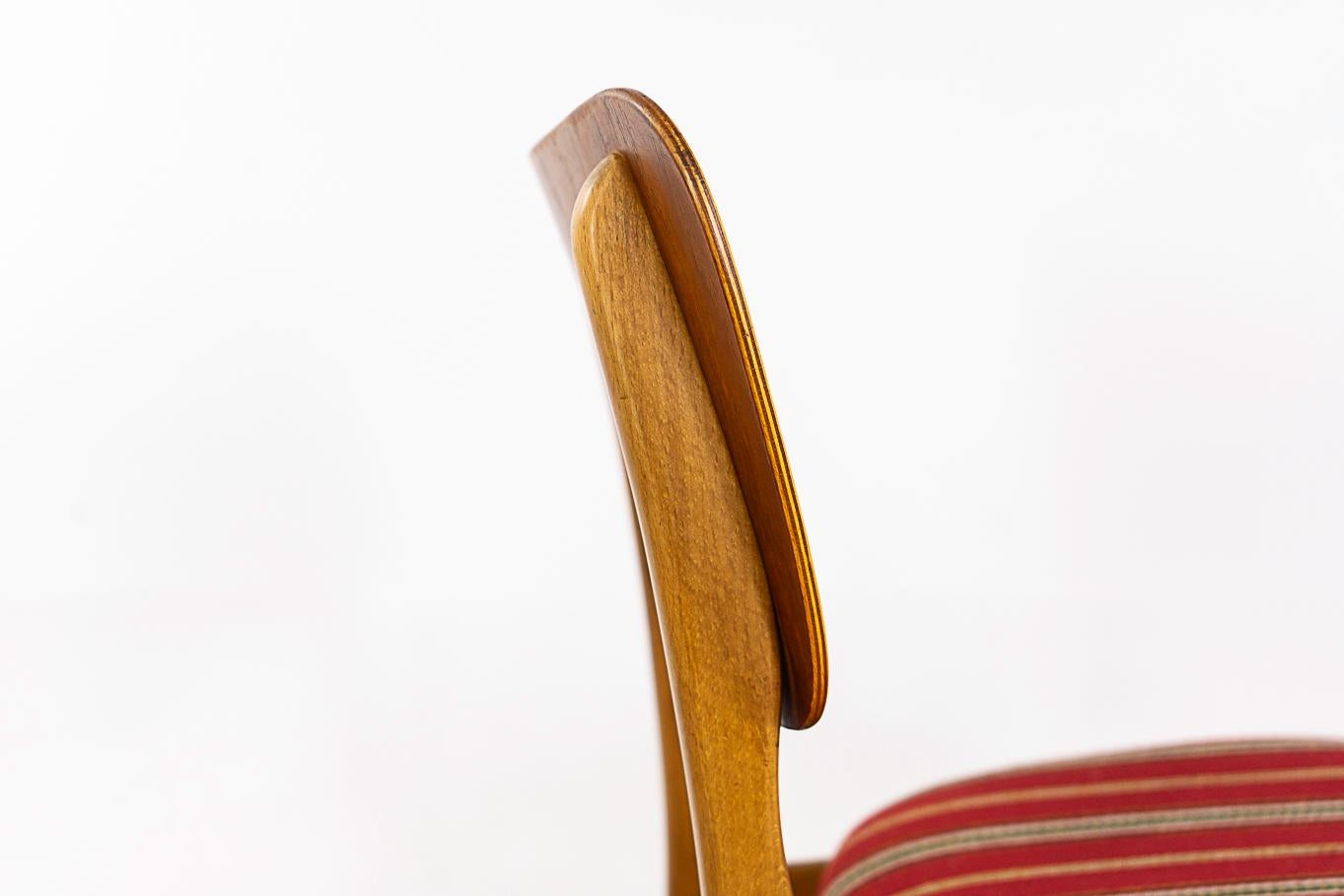 Oak 6 Danish Modern Teak & Beech Dining Chairs