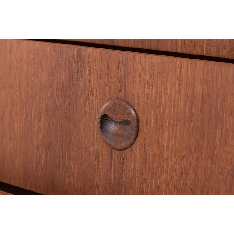 6 Danish Modern Teak Drawer Chest with Round Inset Pulls For Sale at