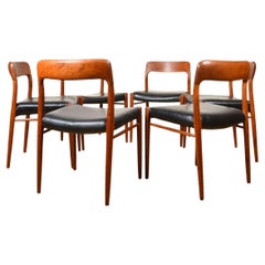 6 Danish Modern Teak Model No. 75 Niels Moller Dining Chairs