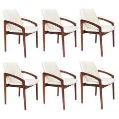 Vintage 6 Danish Paper Knife Chairs in Rosewood & Ivory Bouclé by Henning Kjaernulf 