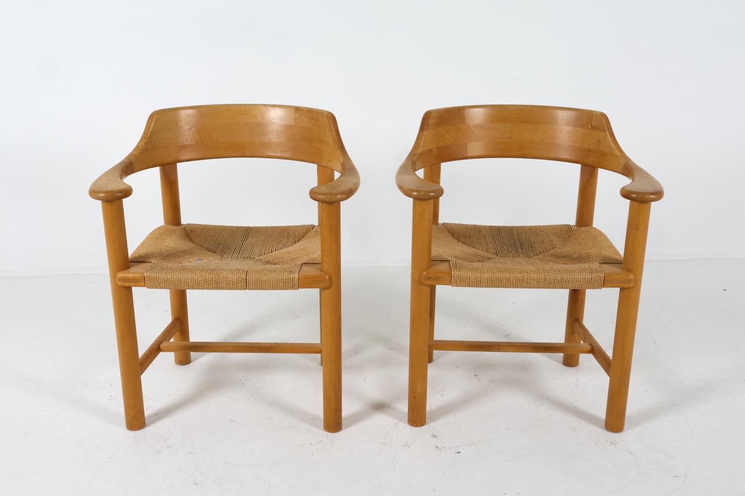 Danois (6) Chaises de salle à manger en pin danois par Rainer Daumiller, circa 1970 en vente