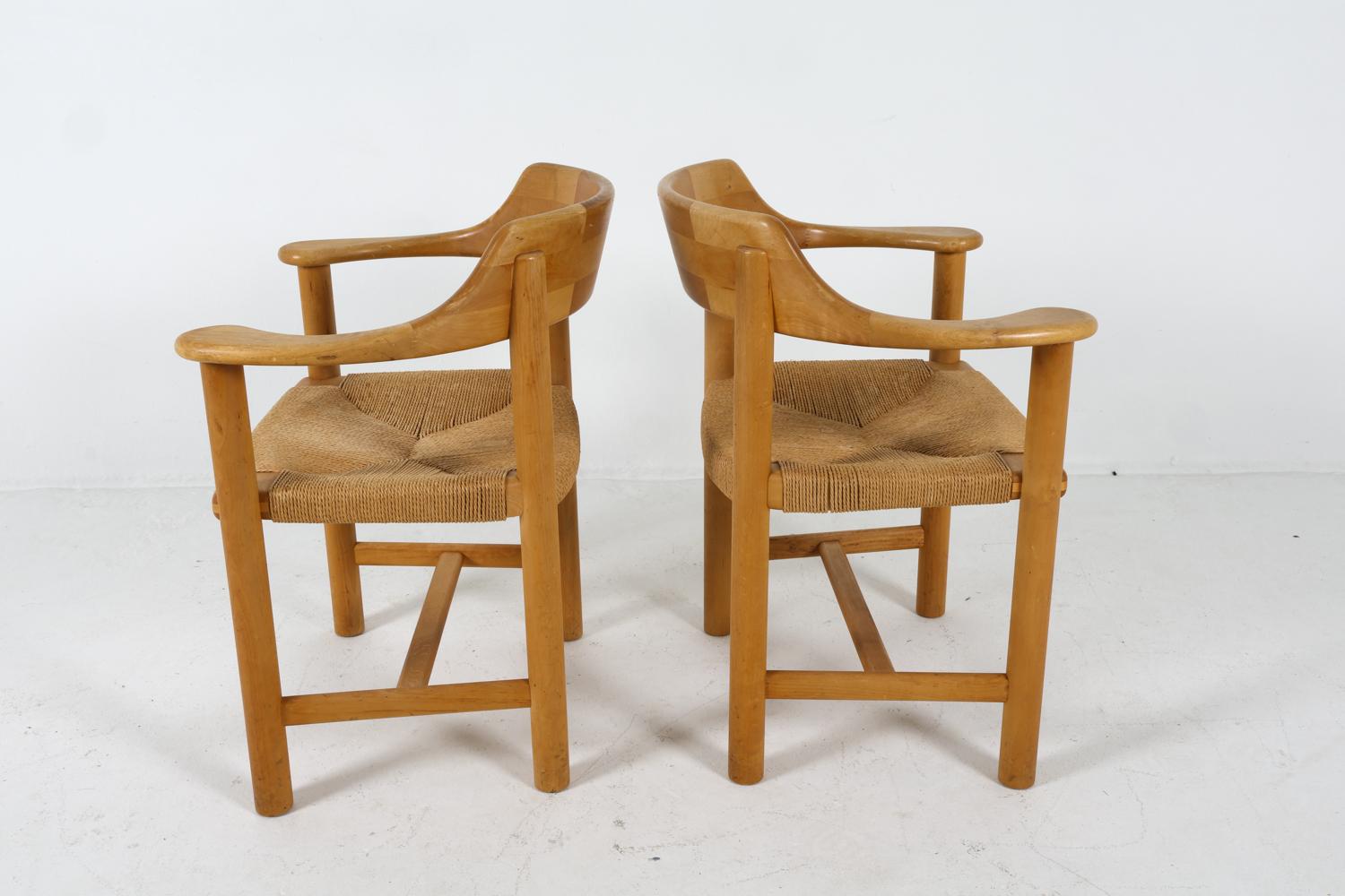 Corde en papier (6) Chaises de salle à manger en pin danois par Rainer Daumiller, circa 1970 en vente