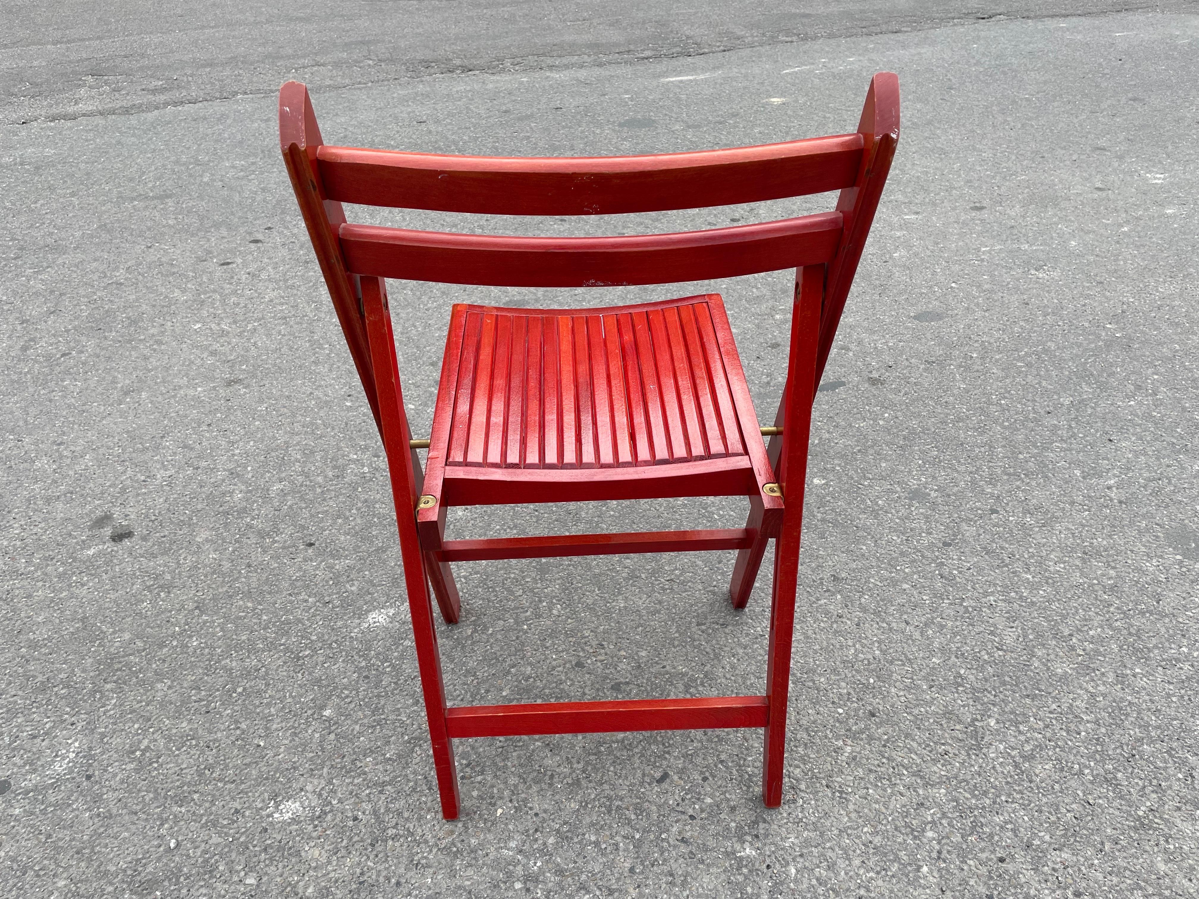 6 Danish Red Foldable Chairs from Late 1970's For Sale 1