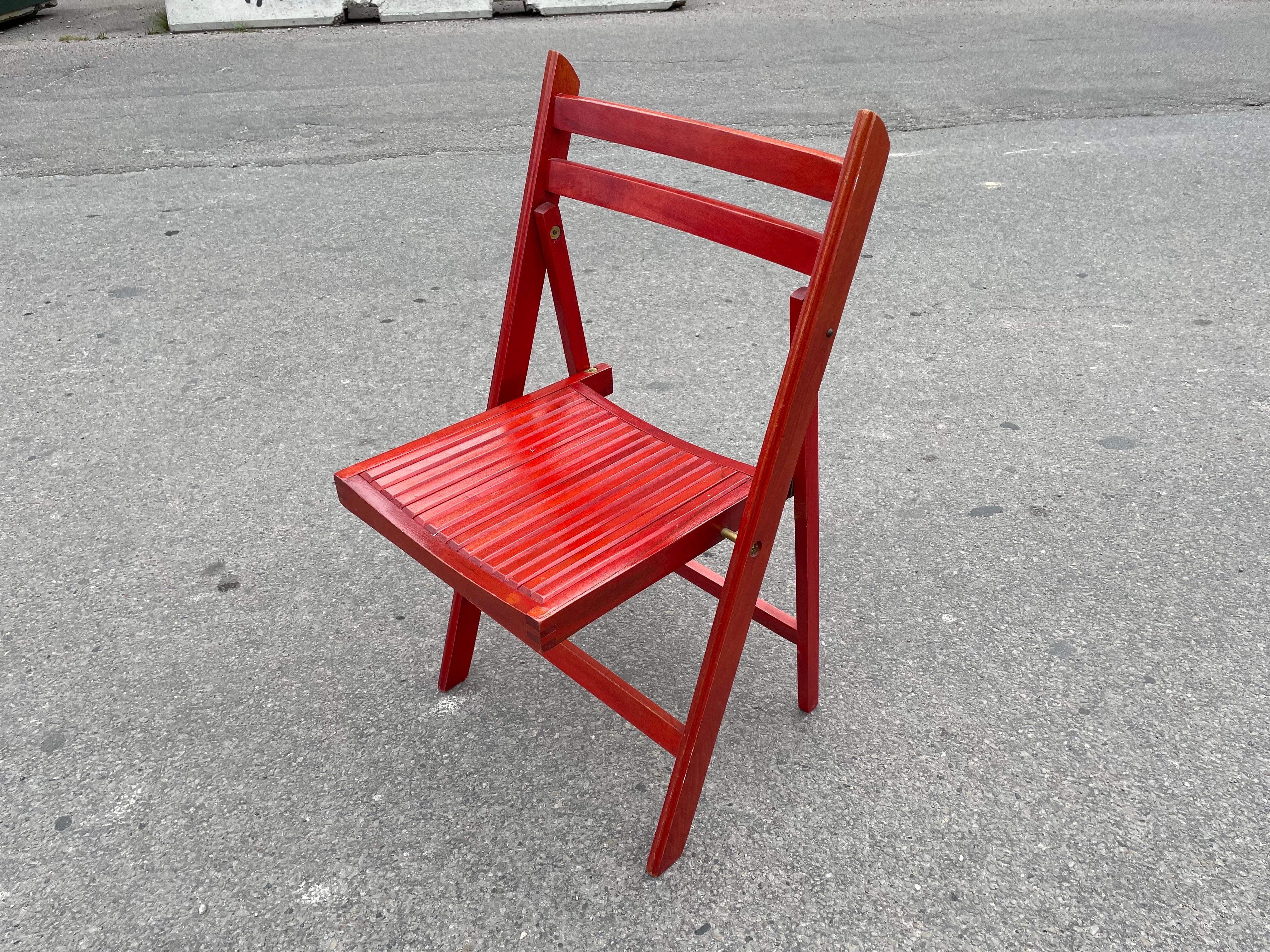 6 Danish Red Foldable Chairs from Late 1970's For Sale 2