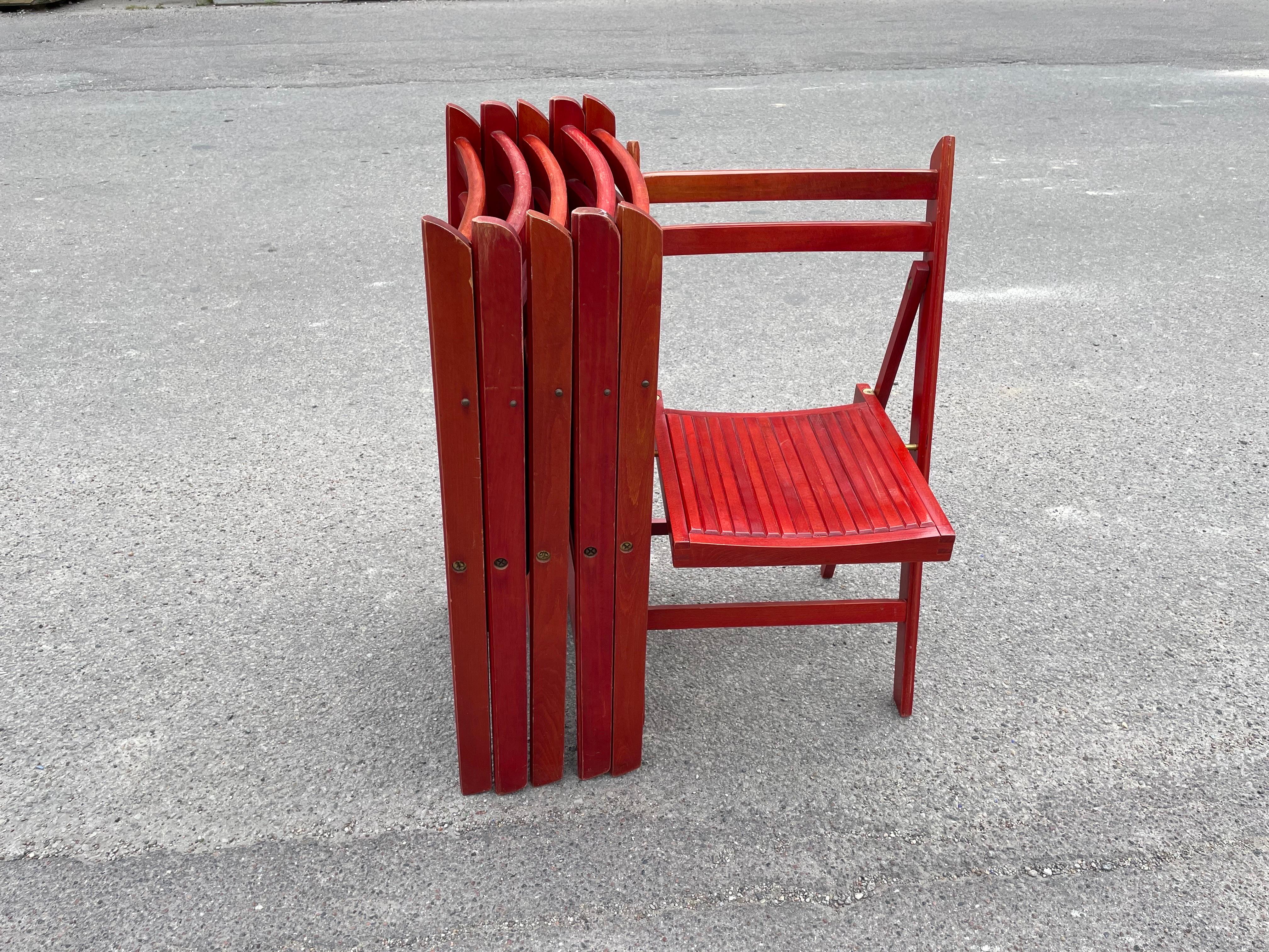 6 Danish Red Foldable Chairs from Late 1970's For Sale 3
