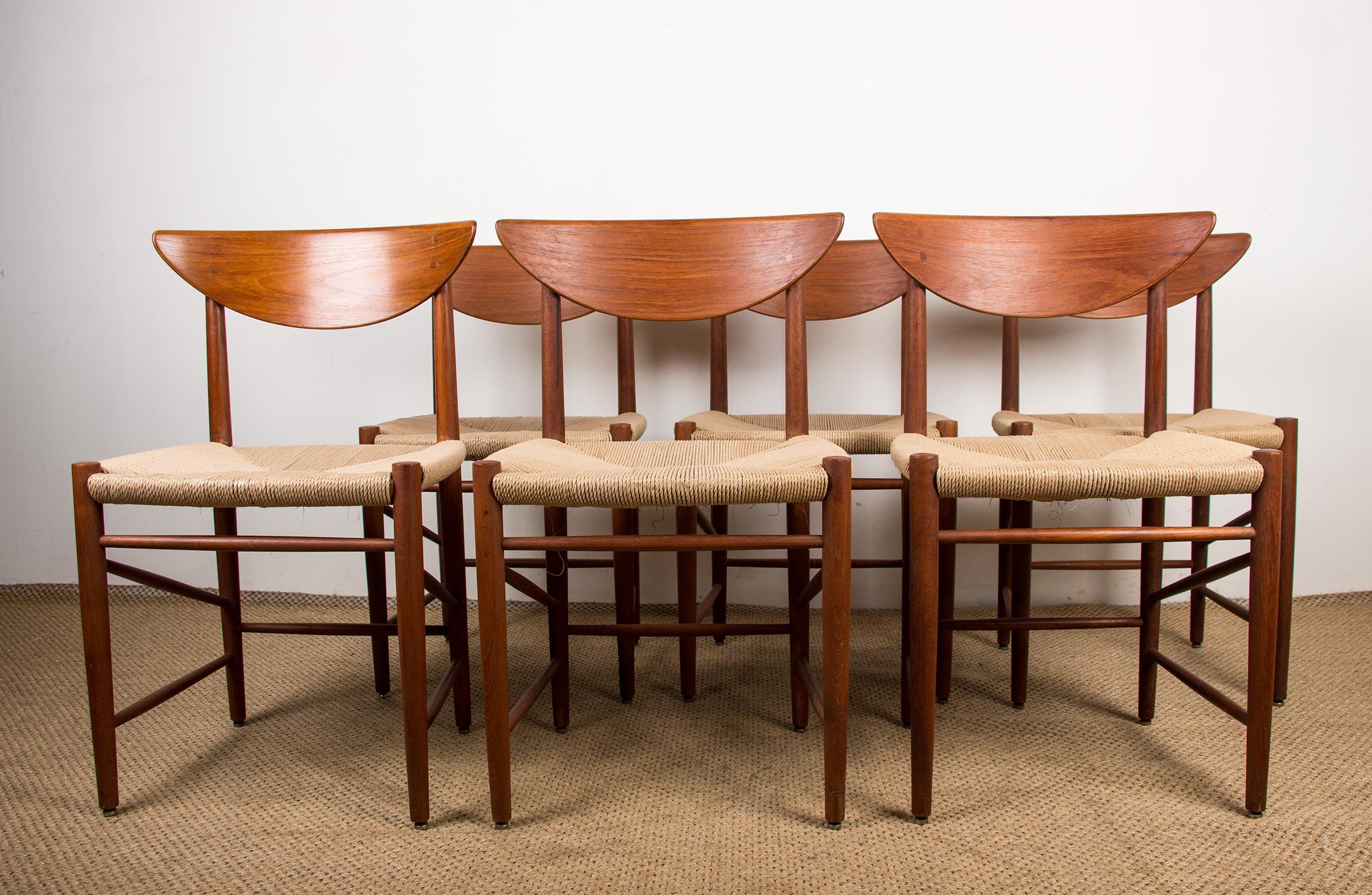 6 chaises danoises en teck de & par Peter Hvidt & Orla Molgaard-Nielsen pour Soborg en vente 8