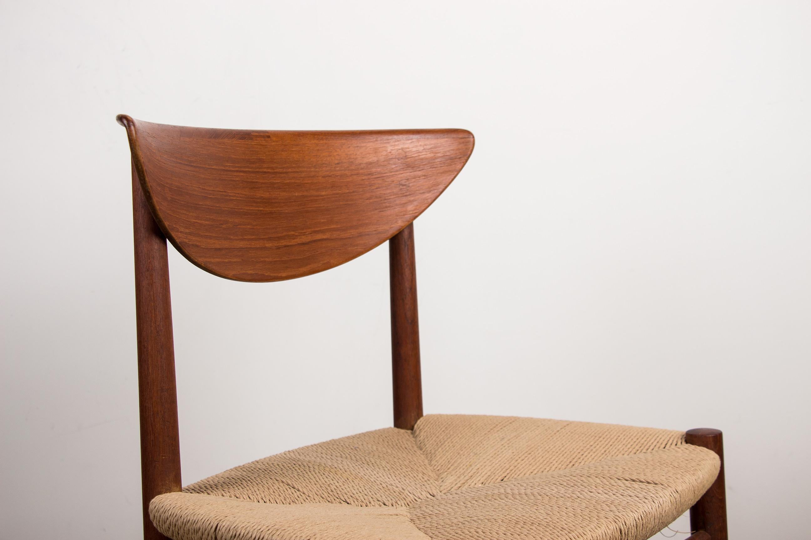 Corde 6 chaises danoises en teck de & par Peter Hvidt & Orla Molgaard-Nielsen pour Soborg en vente