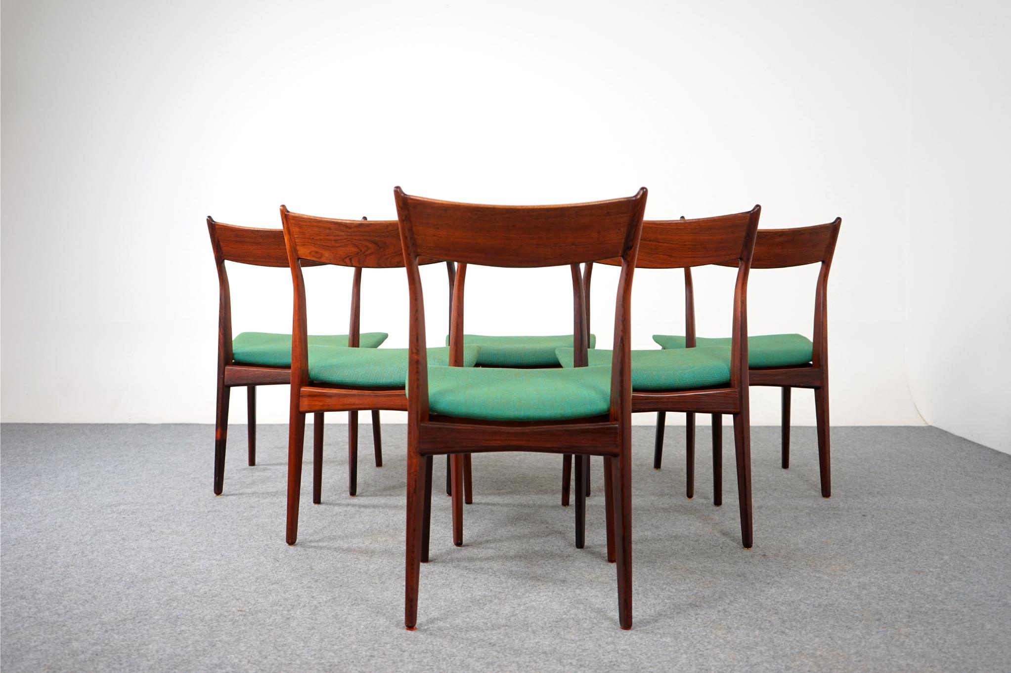 Scandinavian Modern 6 Danish Rosewood Dining Chairs, by HP Hansen