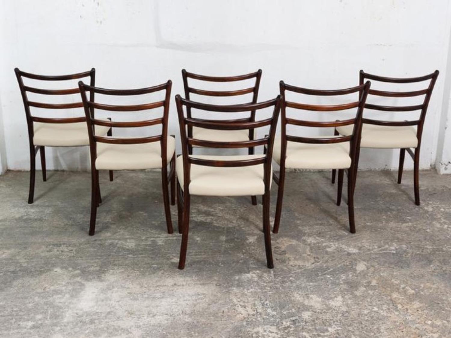 20th Century 6 Danish Rosewood & Leather Johannes Andersen Dining Chairs