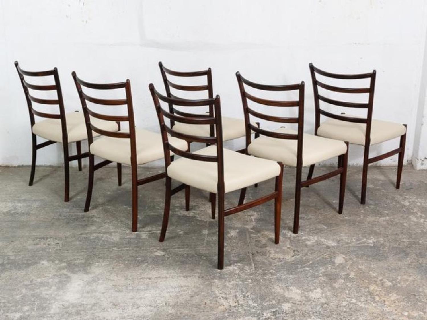 6 Danish Rosewood & Leather Johannes Andersen Dining Chairs 1