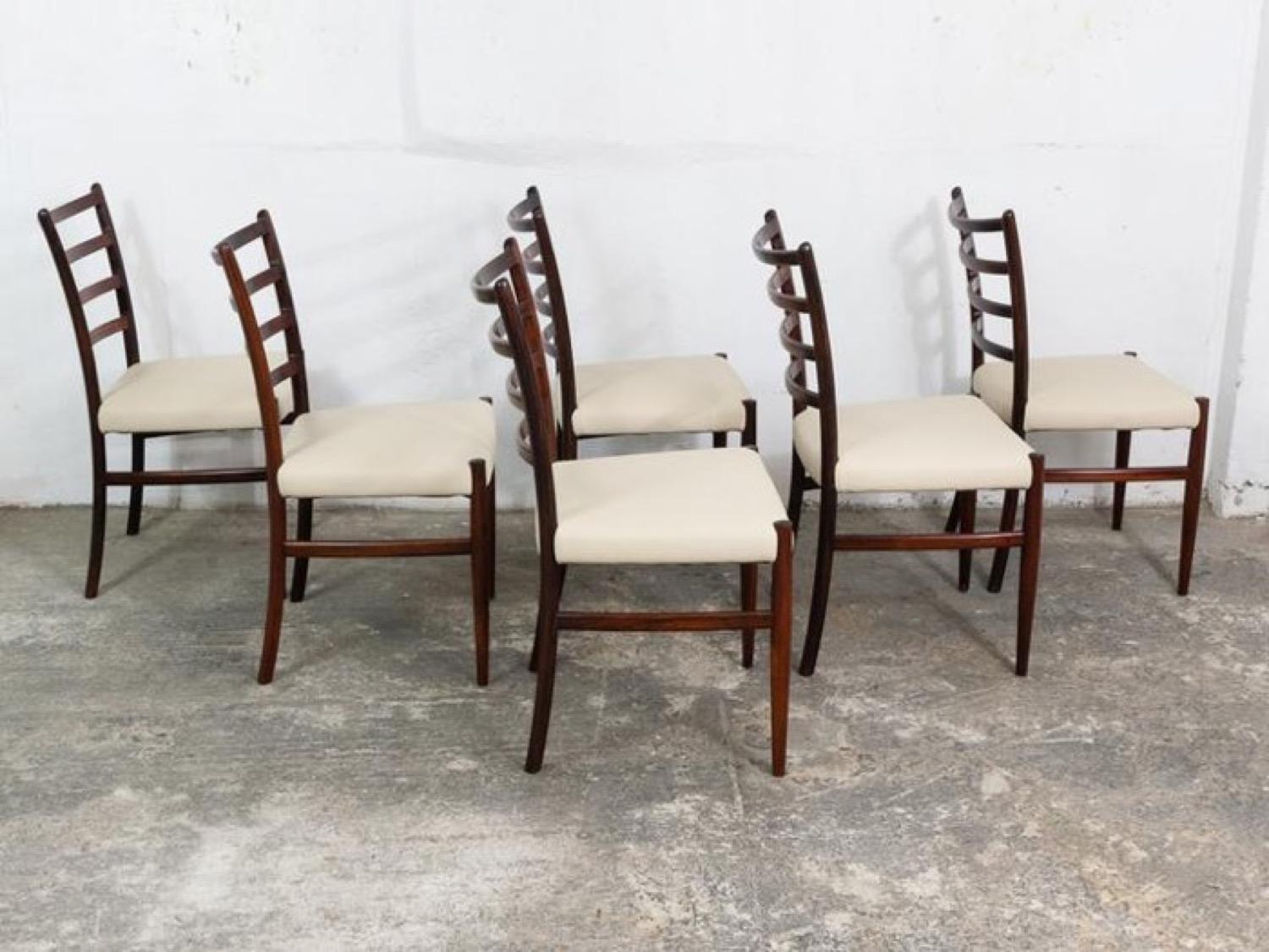 6 Danish Rosewood & Leather Johannes Andersen Dining Chairs 2