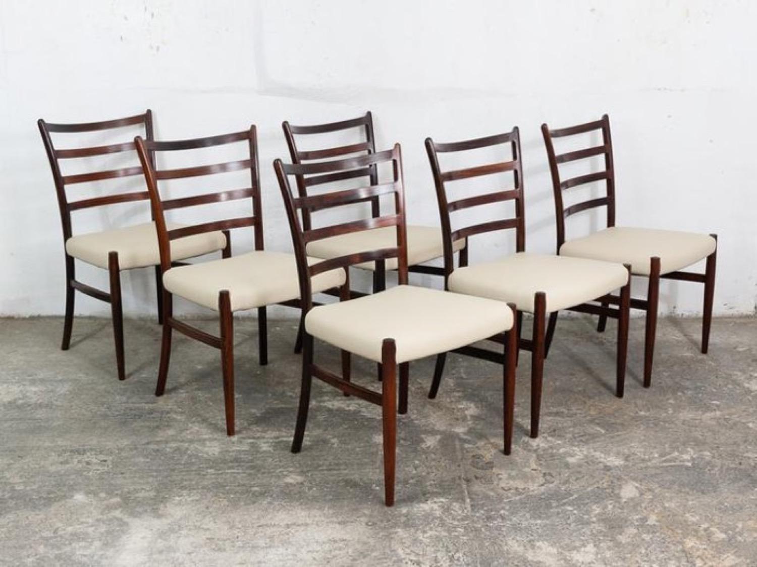 6 Danish Rosewood & Leather Johannes Andersen Dining Chairs 3