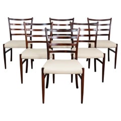 6 Danish Rosewood & Leather Johannes Andersen Dining Chairs