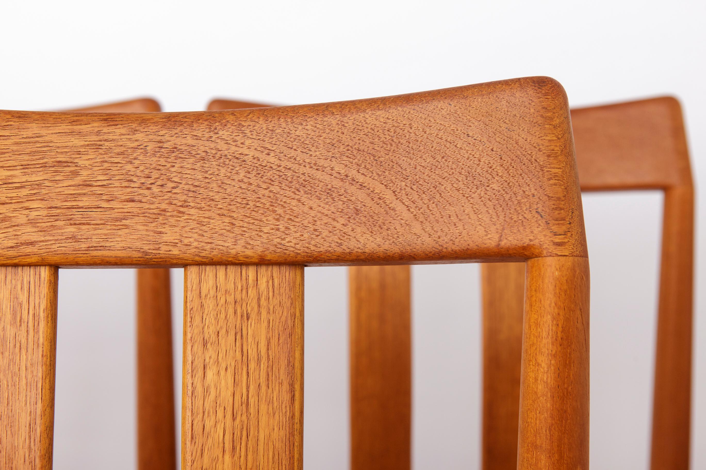 Set of 6 Danish Dining Chairs, 1960s
Manufacturer: Vamdrup Stolefabrik
Price is for a set of 6. 

A beautiful set of six mid-century Danish chairs with solid teak wood frames, restored and oiled to preserve their warm, natural tone.
The seats have