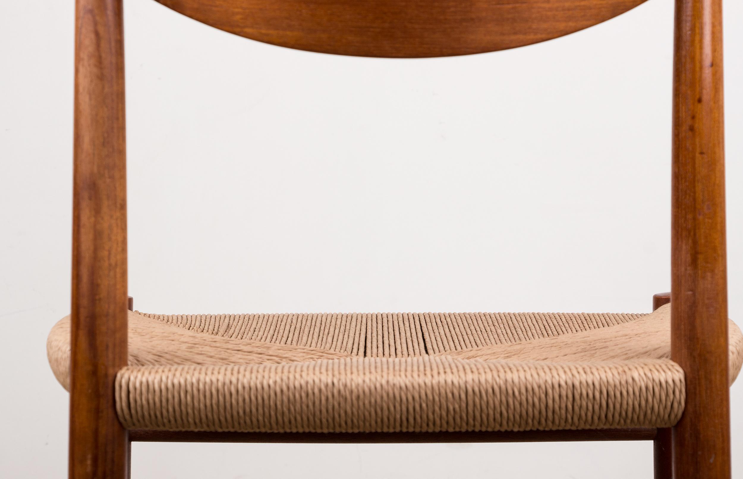 6 Danish teak chairs in new rope model 316, Peter Hvidt & Orla Molgaard-Nielsen. 12