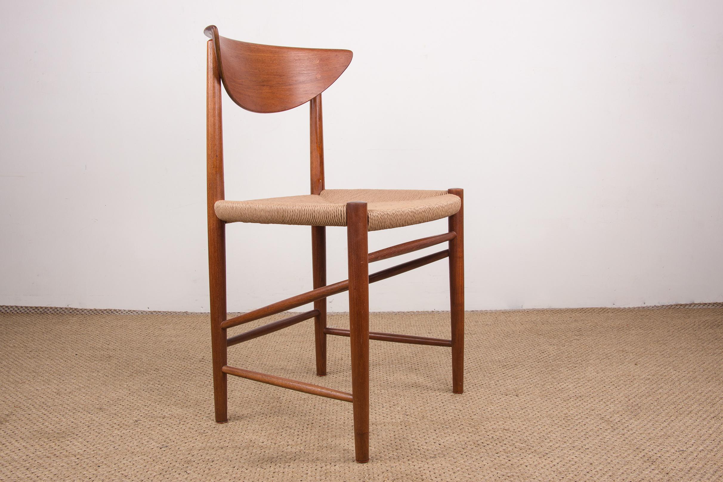 6 Danish teak chairs in new rope model 316, Peter Hvidt & Orla Molgaard-Nielsen. 3